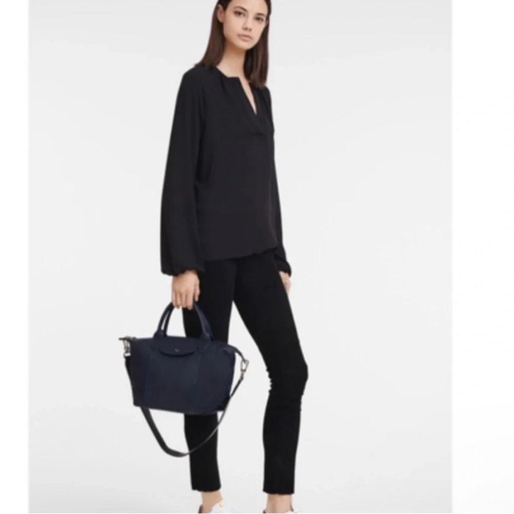 Dark Navy Blue Longchamp Le Pliage cuir - Picture 10 of 12